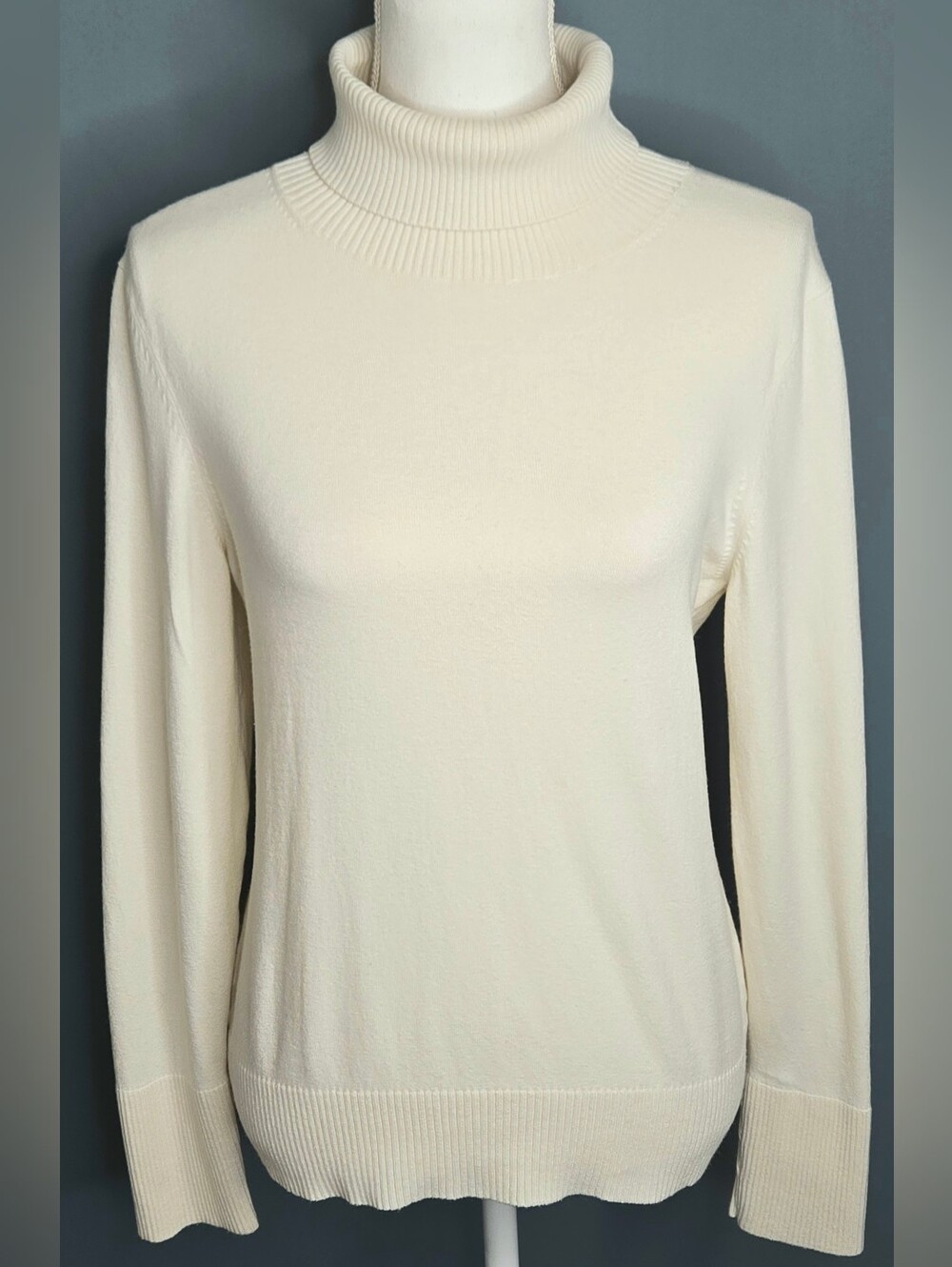 Banana Republic Silk Cashmere Turtleneck Sweater Ivory Luxury Blend NWOT L
